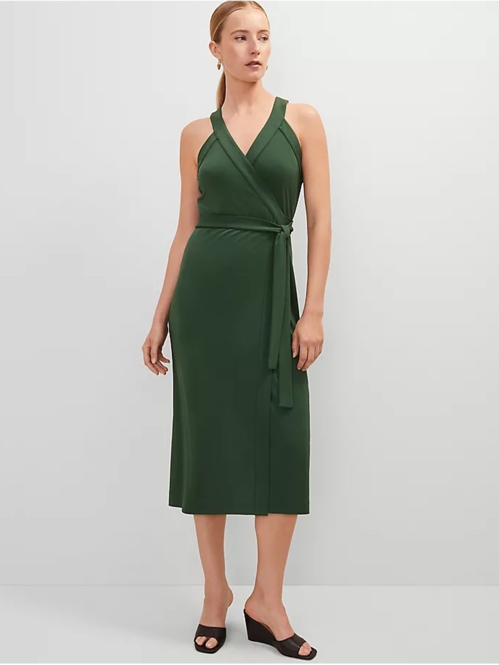 Ann Taylor Halter Wrap Midi Dress – Green | NWT | Size M